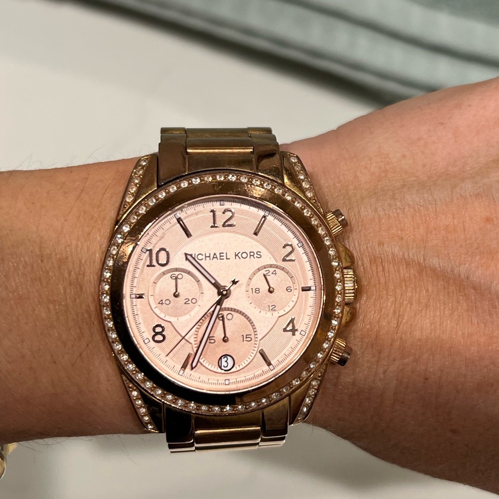 Michael Kors Pink and Gold Chronograph Watch